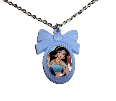 Jasmine Necklace Disney Princess Aladdin Blue Cute Cameo