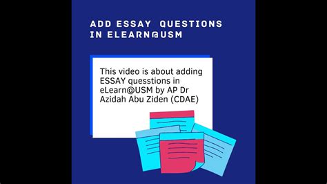 Add Quiz Essay In Elearnusm Youtube