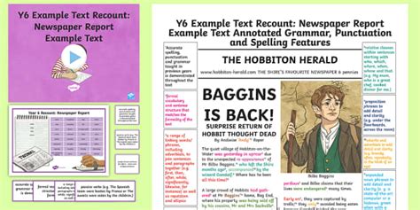 Its familiar layout, with columns, headlines, bylines, captions, and more, makes this newspaper article template easy to navigate for any reader. Y6 Recounts: Newspaper Report Example/Model Text