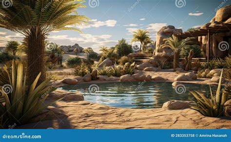 Desert Oasis. Discovering Tranquility in a Dreamy Desert Retreat Stock