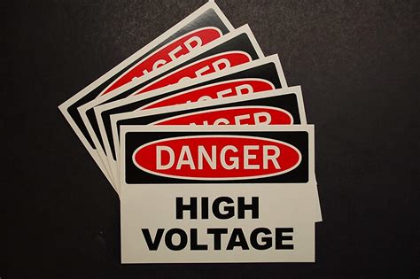 Danger High Voltage Vinyl Decals 5 Pack 7 X 5 Sticker Safety Sign