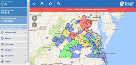 Dominion Electric Virginia Power Outage Map Virginia Map