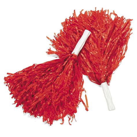 Red Pom Poms Pair Cheerleader Cheerleading Cheer Pom Pom Womens Girls