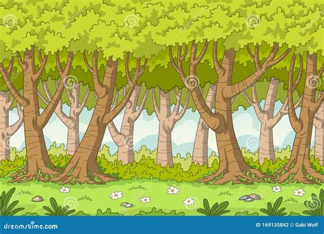 Cartoon Forest Background Stock Vector Illustration Of Gardens 169135842