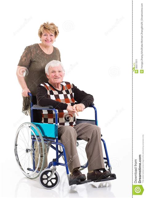 Old Man Wheelchair Wife Stock Image Image Of Disabled