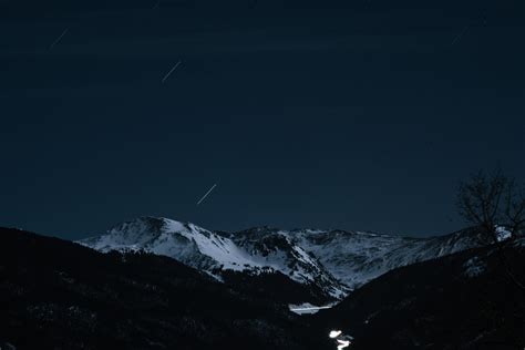 Mountains Snow Night Night Sky Stars Nature Dark