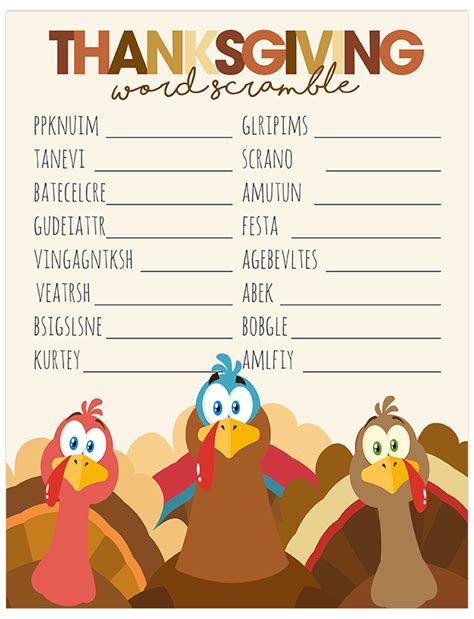 Thanksgiving Word Scramble Moritz Fine Designs