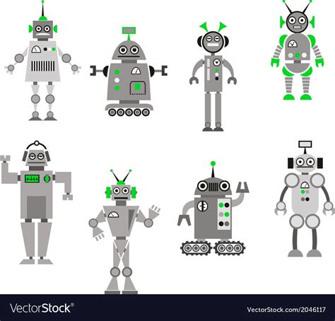 Set Of Abstract Cartoon Robots Royalty Free Vector Image