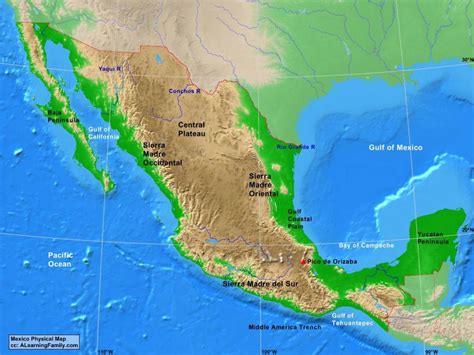 المكسيكي هضبة خريطة هضبة المكسيك خريطة أمريكا الوسطى أمريكا الشمالية