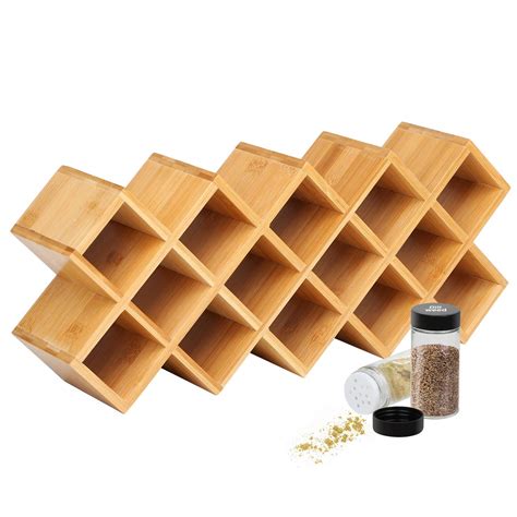 Buy Bamboo Spice Rack Spice Rack For 18 Jars Spice Rack Organiser