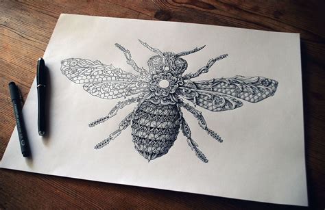 The Bee Work In Progress Alex Konahin Floral Drawing Creative