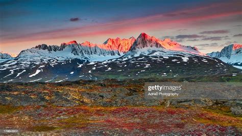 Sunset Over The Chugach Mountains Alaska High Res Stock Photo Getty
