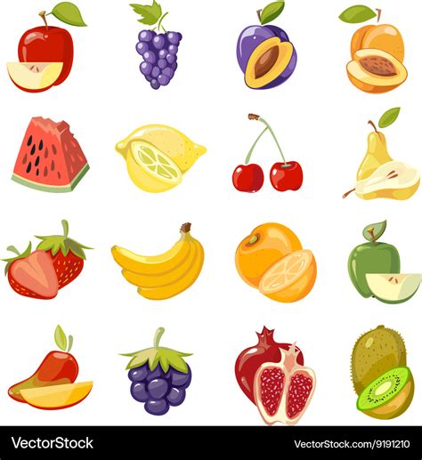 Juicy Fruits Collection Royalty Free Vector Image