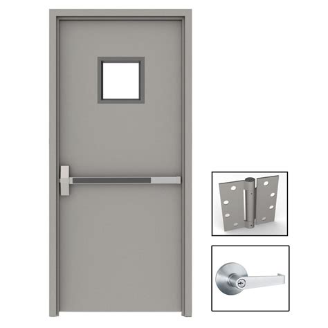 36 In X 84 In Gray Flush Exit With 10x10 Vl Right Hand Fireproof