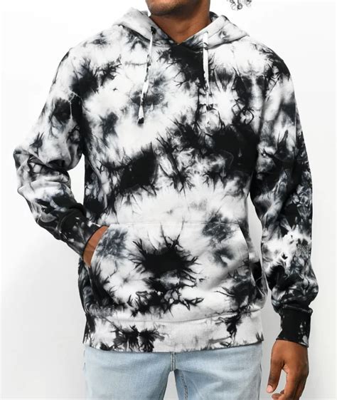 Zine Overcast Black And White Tie Dye Hoodie