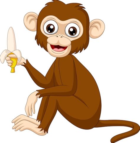 Premium Vector Cartoon Funny Monkey Holding Banana
