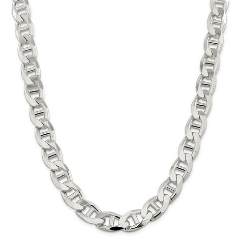 Aa Jewels Solid 925 Sterling Silver Men S 13 5mm Flat Anchor Mariner Chain Necklace With