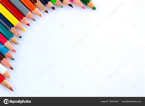 Белый фон для презентации с круглыми правыми верхними карандашами ...