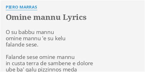 Omine Mannu Lyrics By Piero Marras O Su Babbu Mannu