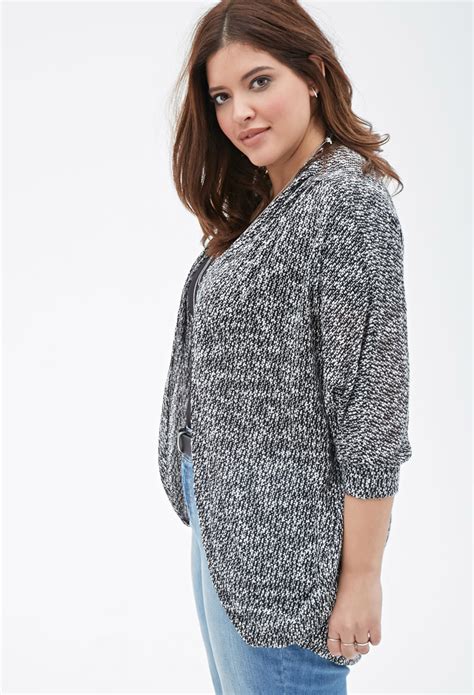 Lyst Forever 21 Plus Size Marled Knit Dolman Cardigan In Gray