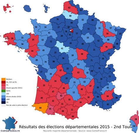Regional elections were held in france on 6 and 13 december 2015. Carte des élections départementales 2015 - second tour