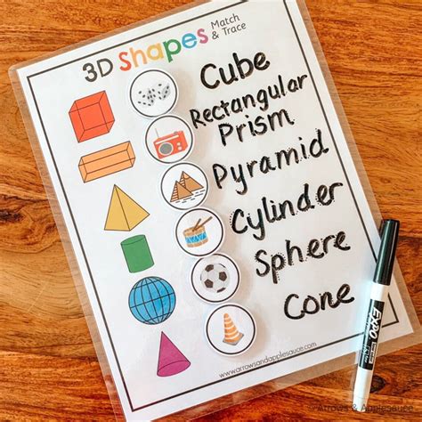 3d Shapes Printable Matching Game Three Dimensional Shape Etsy