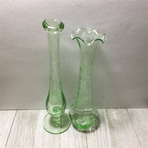 Antique Green Glass Bud Vase Glass Designs