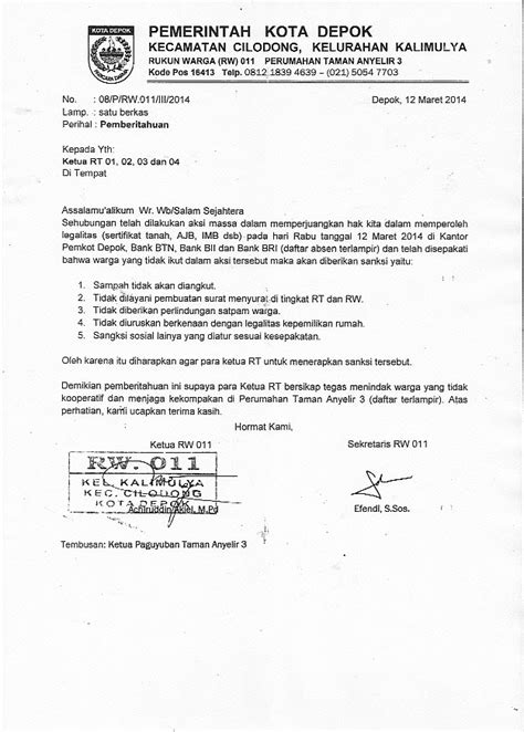 Contoh Surat Edaran Rt Kenaikan Iuran Kumpulan Contoh Surat