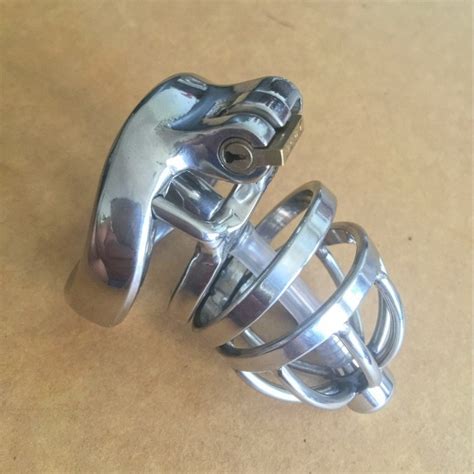 Stainless Steel New Lock Chastity Cage With Arc Style Cock Ring Penis
