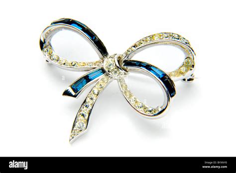 Blue And Diamond Silver Bow Jewelry Stock Photo Alamy