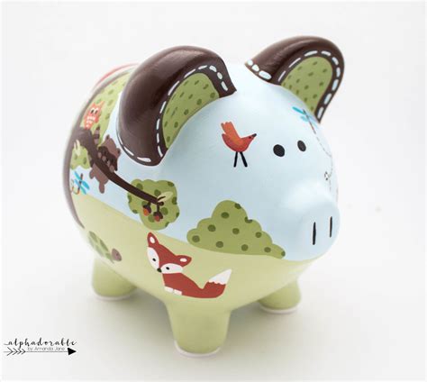 Woodland Tales Forest Themed Piggy Bank — Alphadorable Custom Nursery