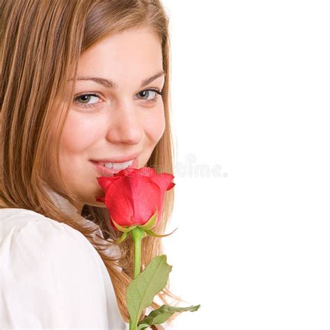 Lovely Girl With Red Rose Stock Image Image Of Beauty 11259547
