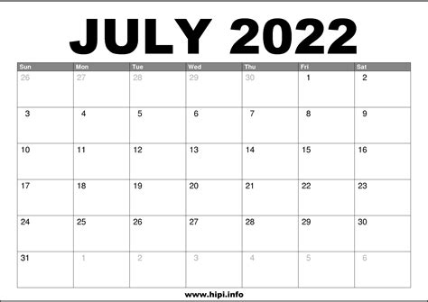 July 2022 Calendar Printable Free Calendars Printable Free