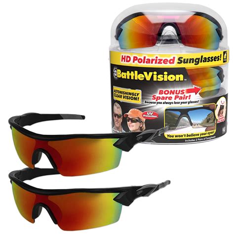 battlevision sunglasses as seen on tv hd polarized glasses 2 pairs eliminate glare unisex