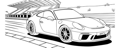 Auto, stoomtrein, thomas de stoomlocomotief Porsche Kleurplaat - Porsche Kids Corner - Porsche ...