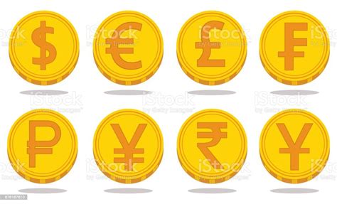 Collection Of Icons With Currency Symbols Vector Illustration Stock