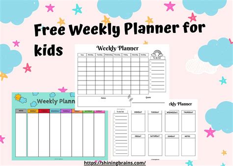 Weekly planner for kids | Weekly planning | Free Printable