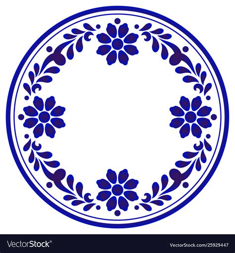 Blue And White Flower Round Royalty Free Vector Image