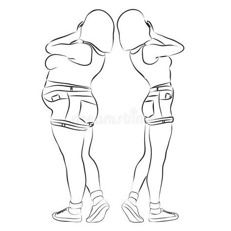 vector overweight obese female vs slim fit healthy body stock vector illustration of concept