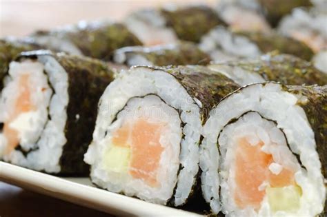 Sushi Roll Seafood Rice Fish Asian Food Stock Image Image Of Fish