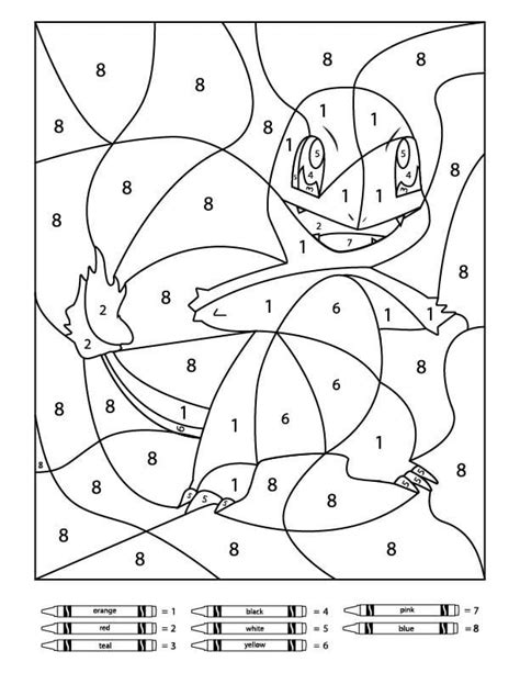 Charmander Color By Number Coloring Page Free Printable Coloring