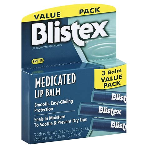 Blistex Medicated Lip Balm Moisturizer Spf 15 015 Ounce 3 Pack Ebay