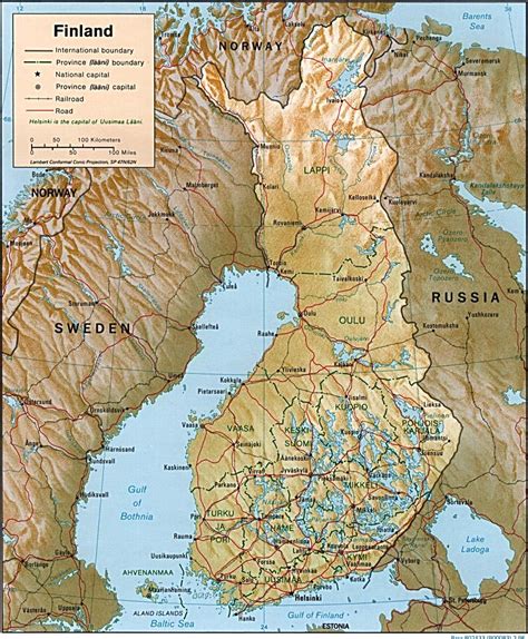 Suomen topografinen kartta - topografinen Kartta jota Suomen (Pohjois ...