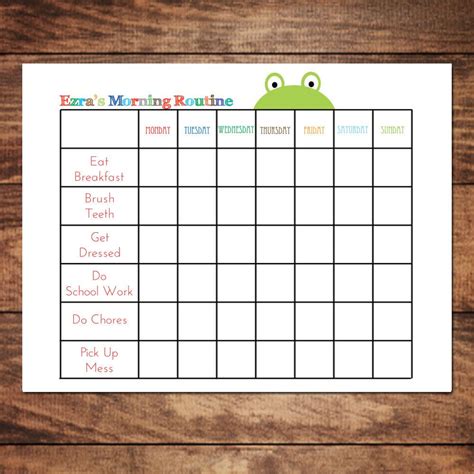 Printable Personalized Morning Routine Chart Diy Customized Kids