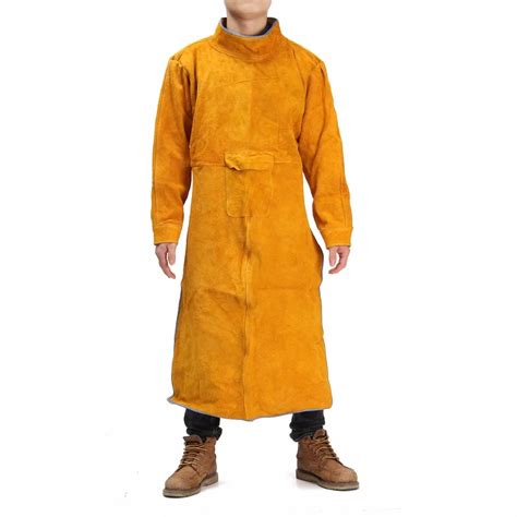 Durable Leather Welding Long Coat Apron Protective Clothing Apparel