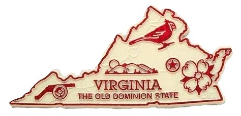 Virginia The Old Dominion State Map Fridge Magnet