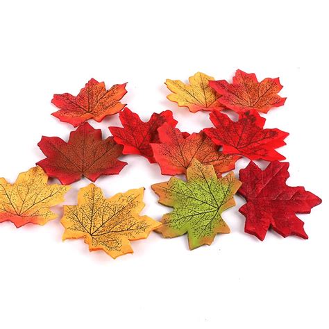 100pcs Maple Leaves Plastic Artificial Flowers Autumn Style For Home