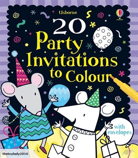 20 Party Invitations To Colour A Box Of Twenty Vibrantly Designed Party