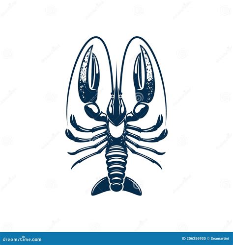 Large Marine Lobster Omar With Claws Isolated Icon Stock Vector