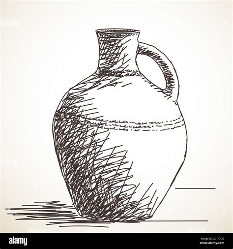 Sketch Of Ceramic Jug Hand Drawn Illustration Stock Vector Image And Art